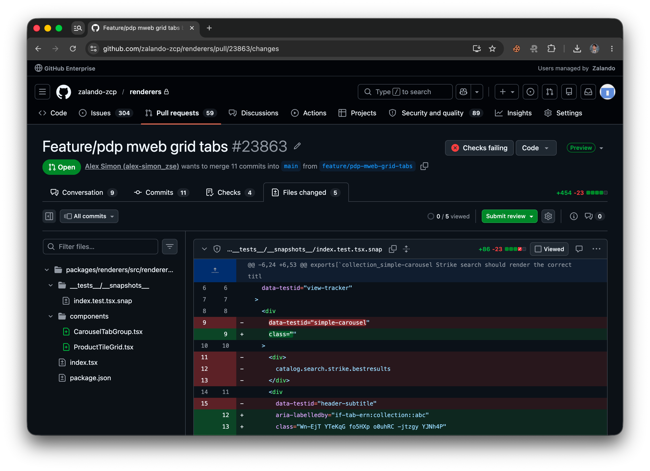 GitHub PR #23863 — Feature/pdp mweb grid tabs, Alex Simon