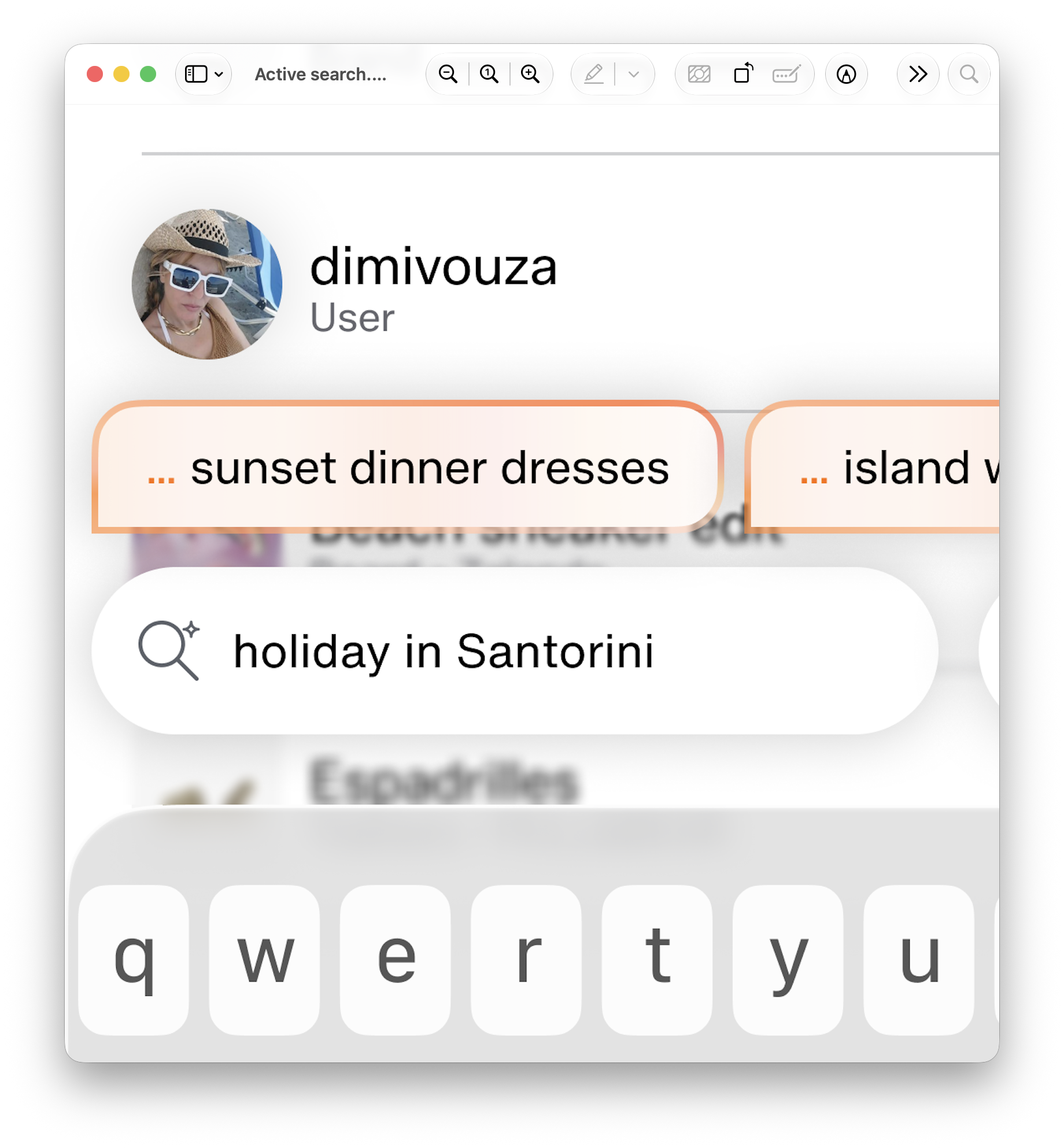 Occam — active search with personalised suggestion chips